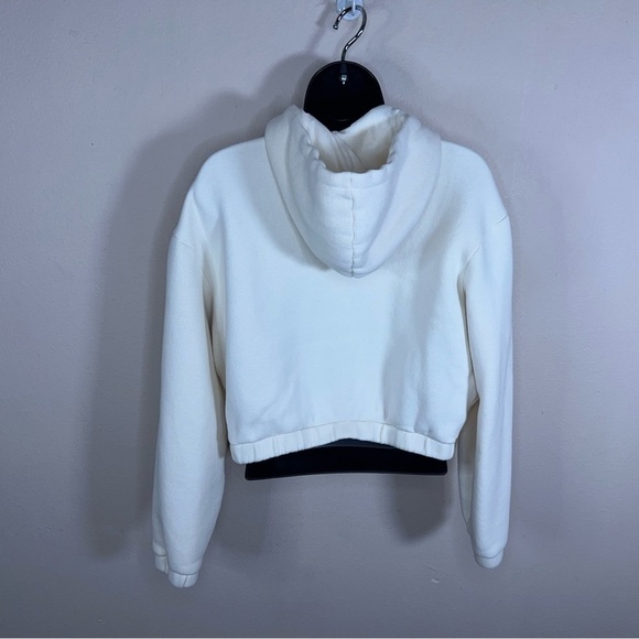 XS VANS IVORY WHITE CROPPED HOODIE CASUAL SOFT LOUNGE WOMENS - Picture 7 of 12